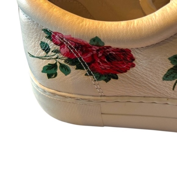 NWOT-J Slides Cream Sneakers with Red Floral Embroidery - Picture 12 of 14